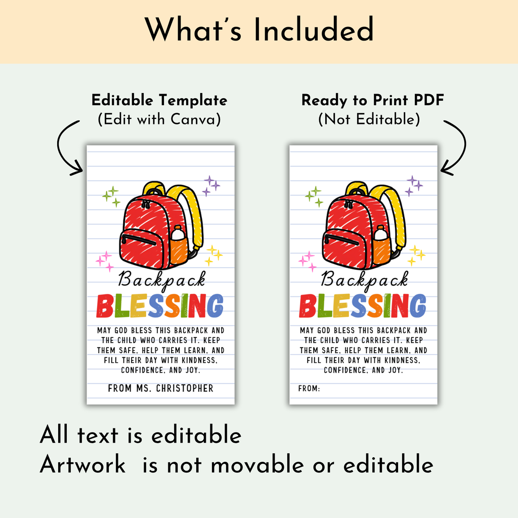 Backpack Blessing Tags