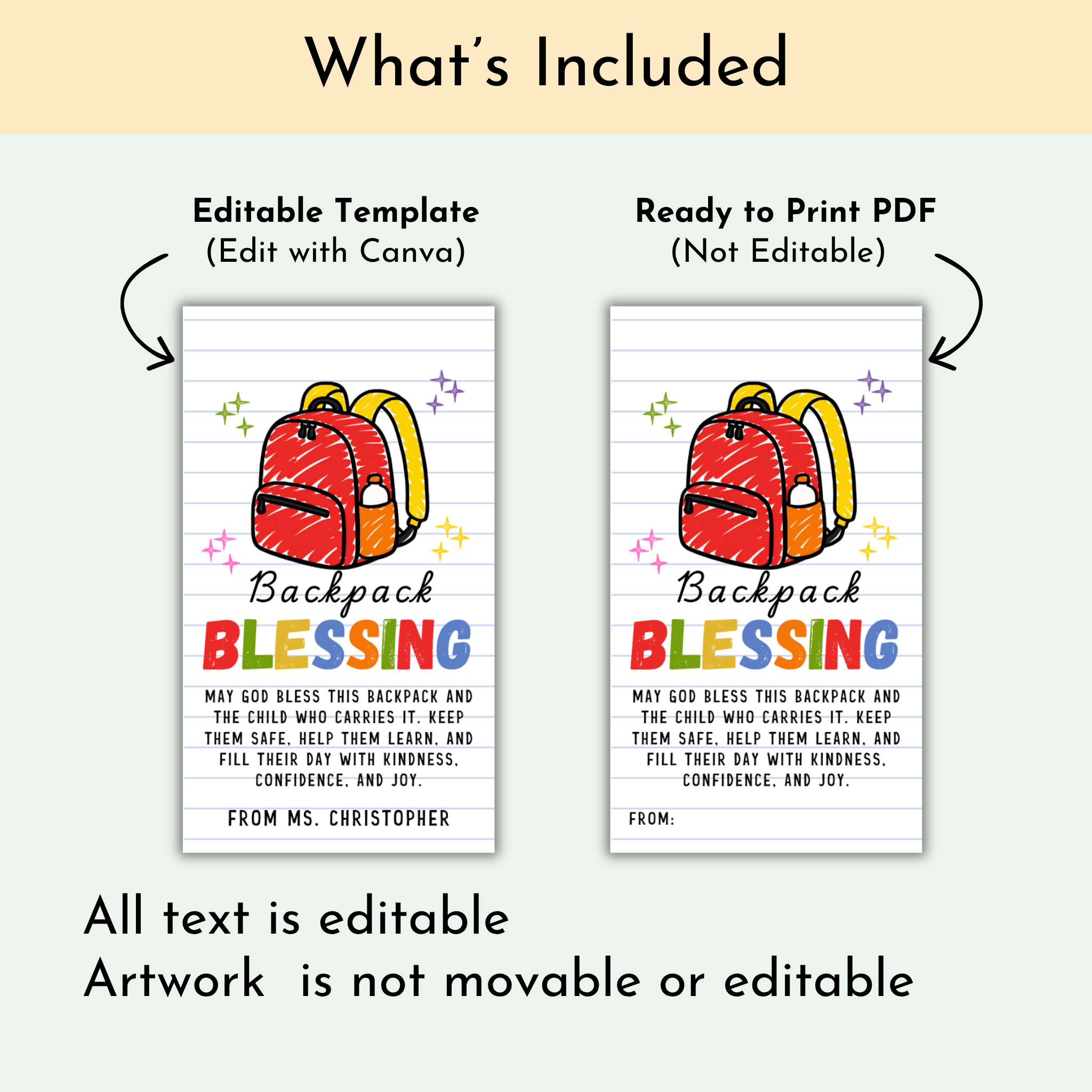 Backpack Blessing Tags