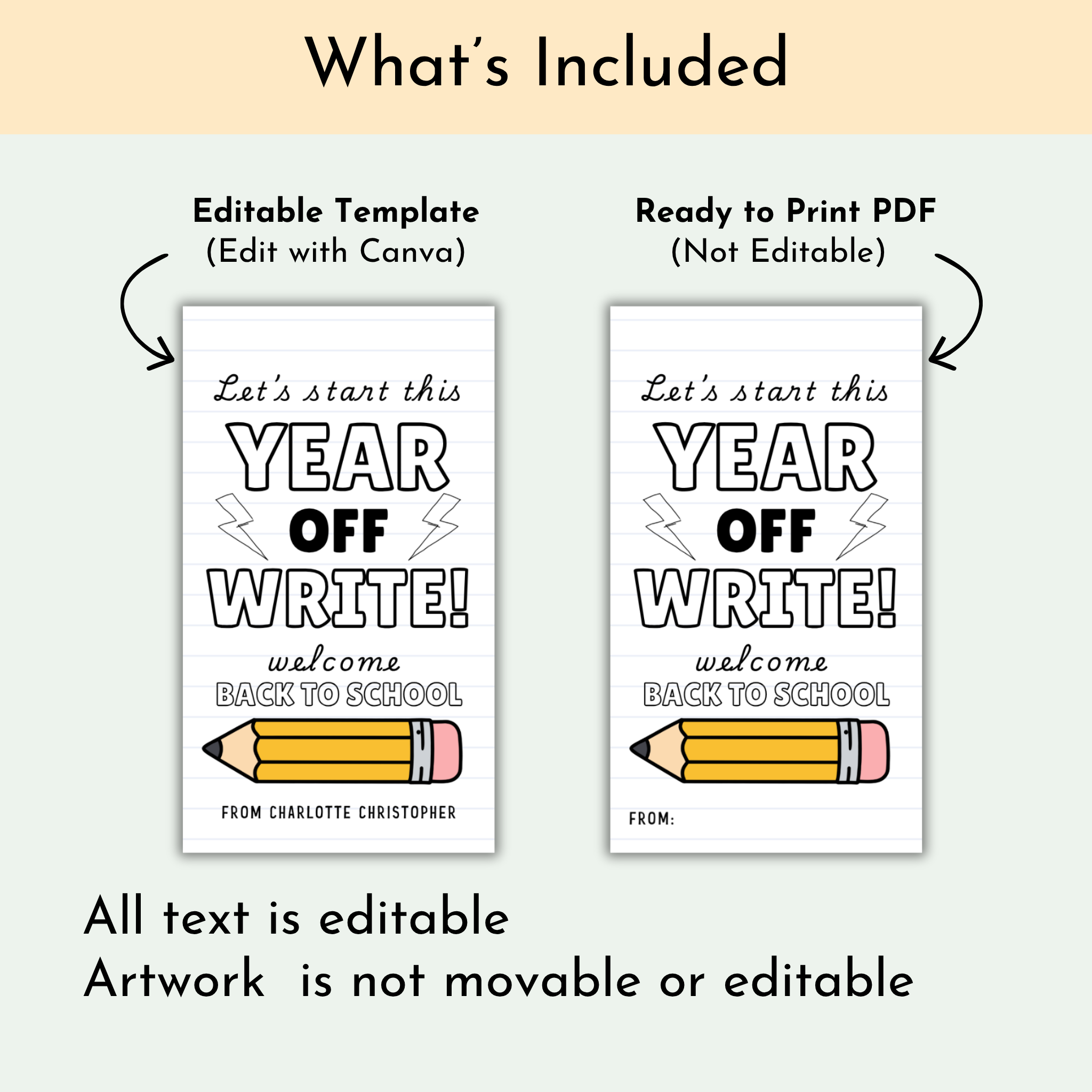 School Pencil Gift Tag