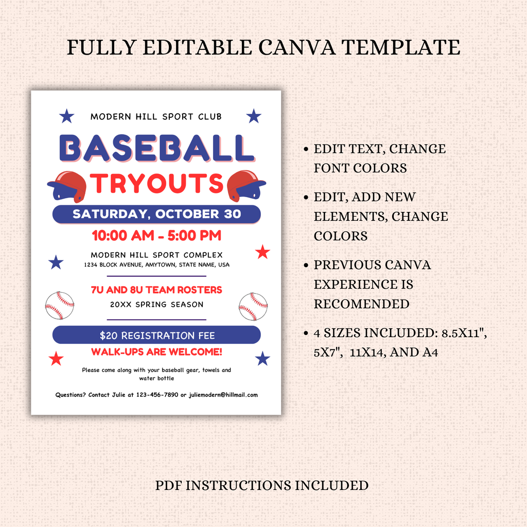 Baseball Tryout Flyer Template