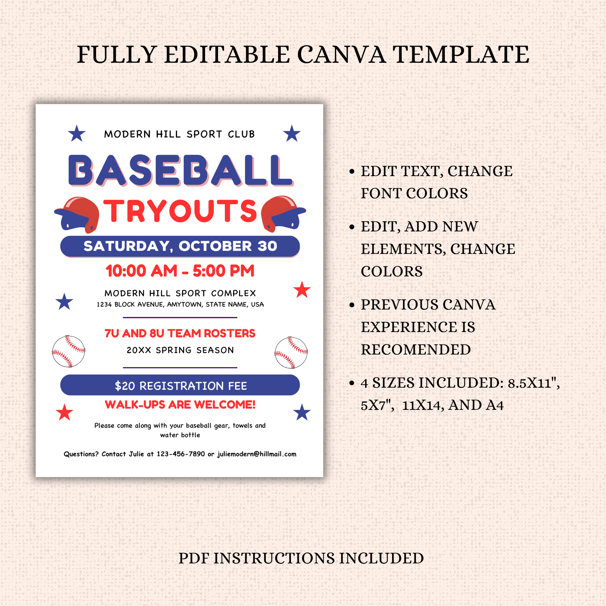 Baseball Tryout Flyer Template