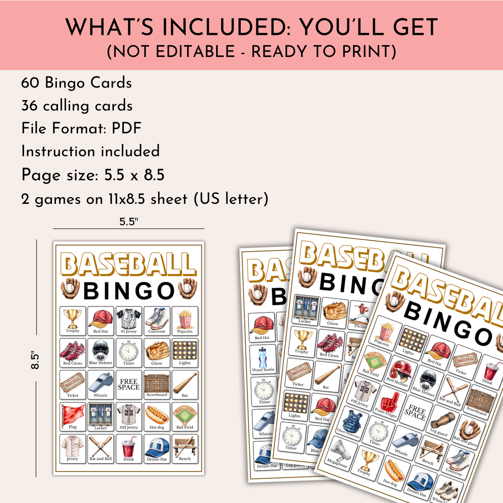 Baseball Bingo Game