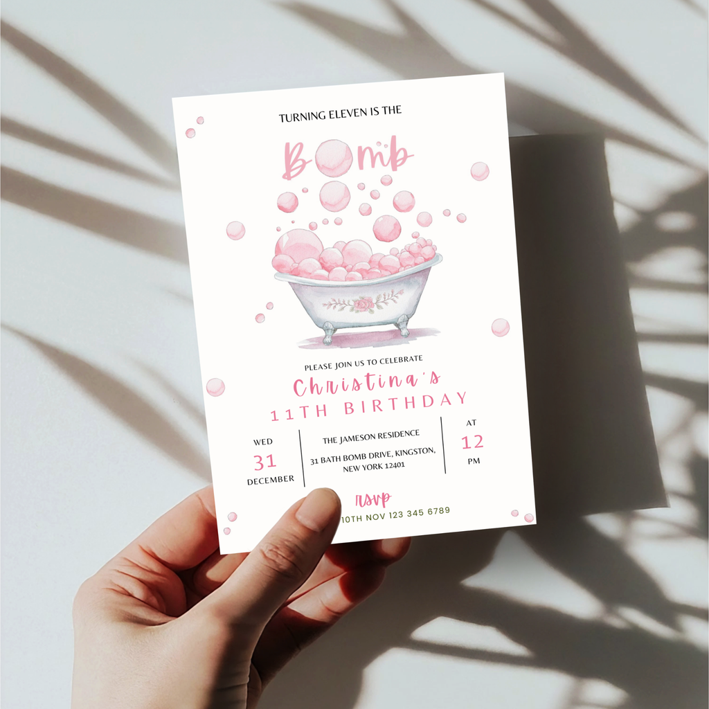 Bath Bomb Birthday Invitation