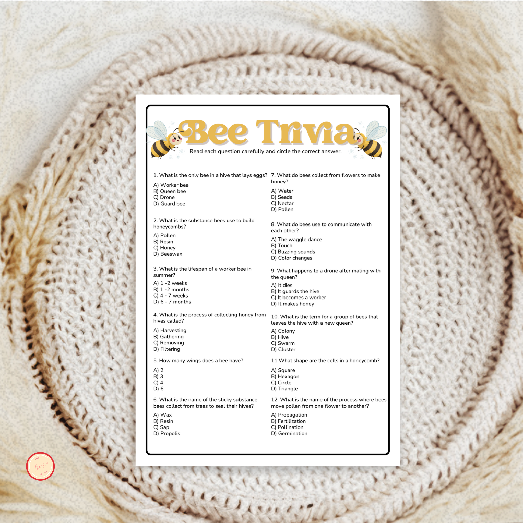 Bee Trivia Game