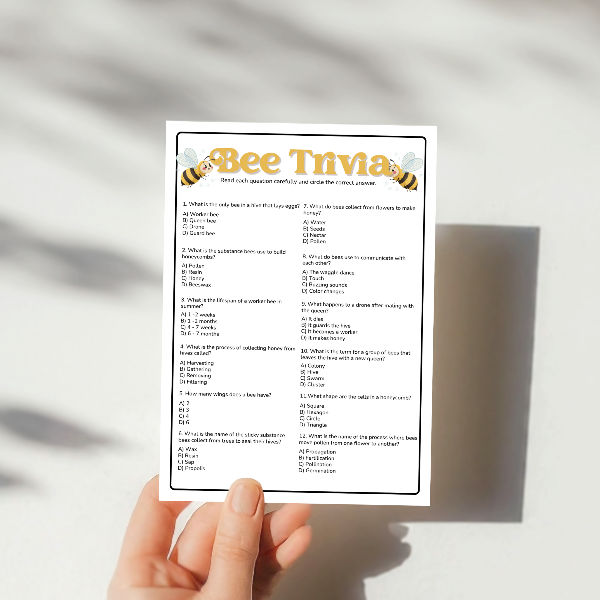 Bee Trivia Game