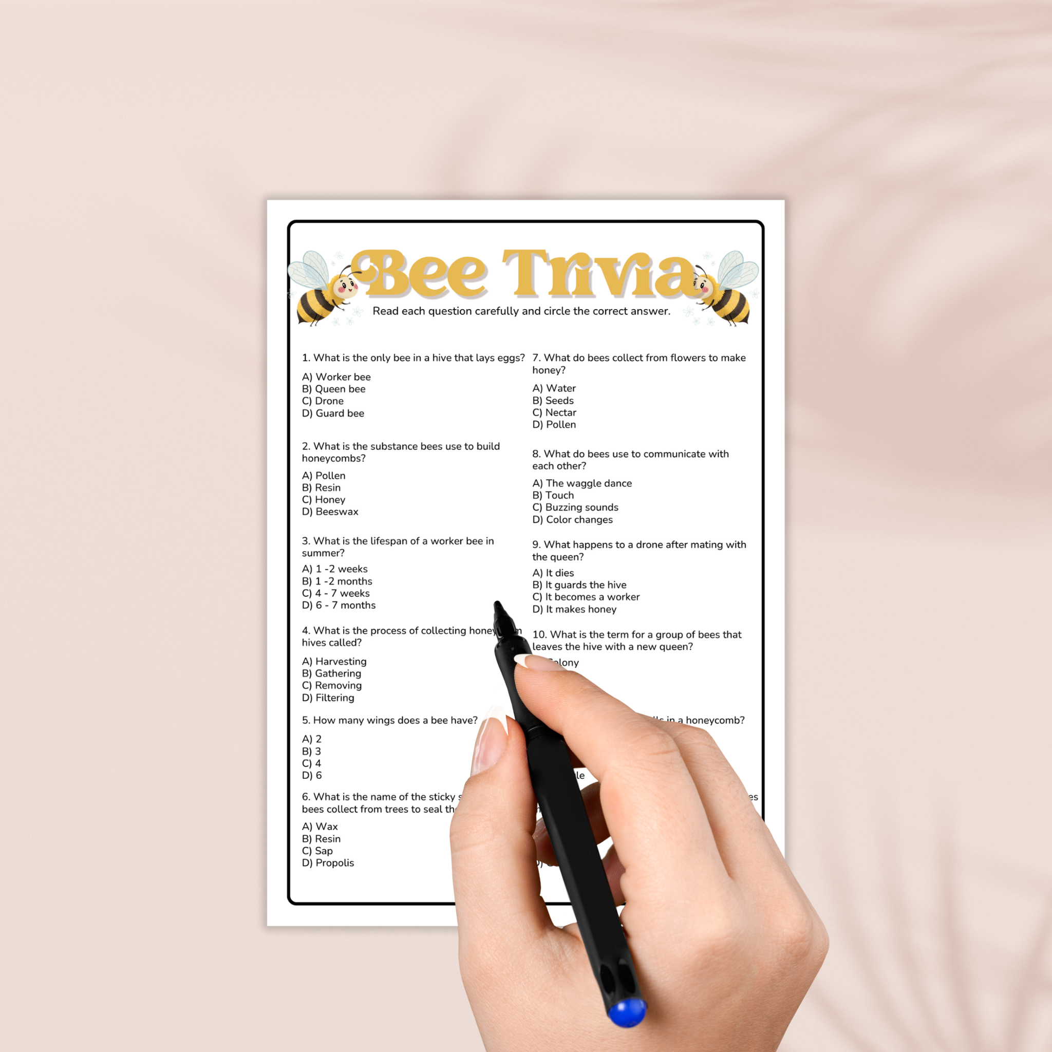 Bee Trivia Game