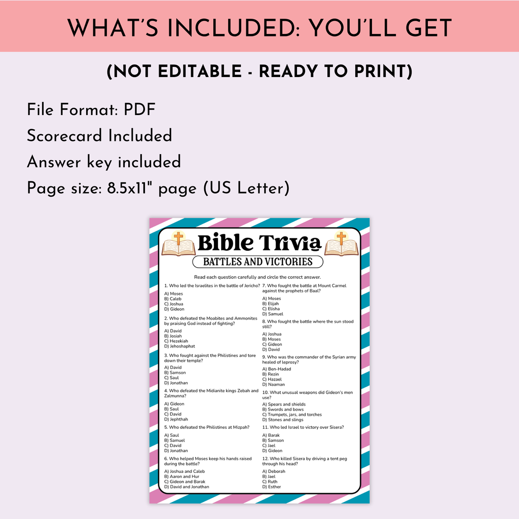 Bible Battles and Victories Trivia Game