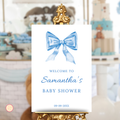Blue Bow Baby Shower Welcome Sign