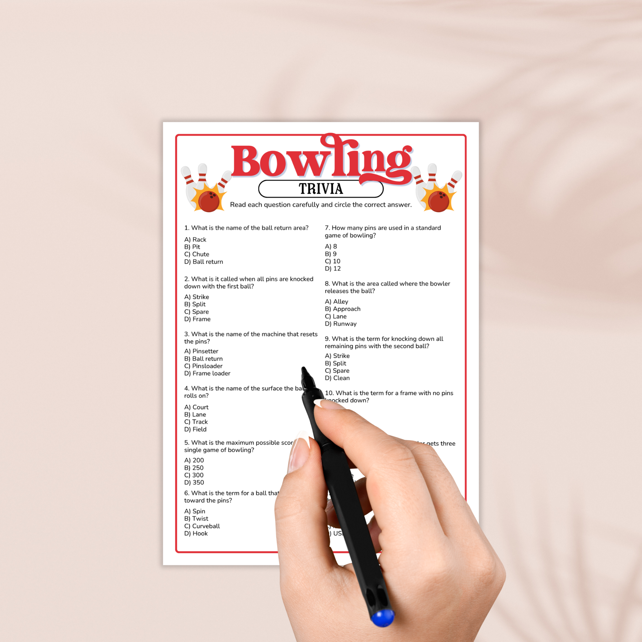 Bowling Trivia Game