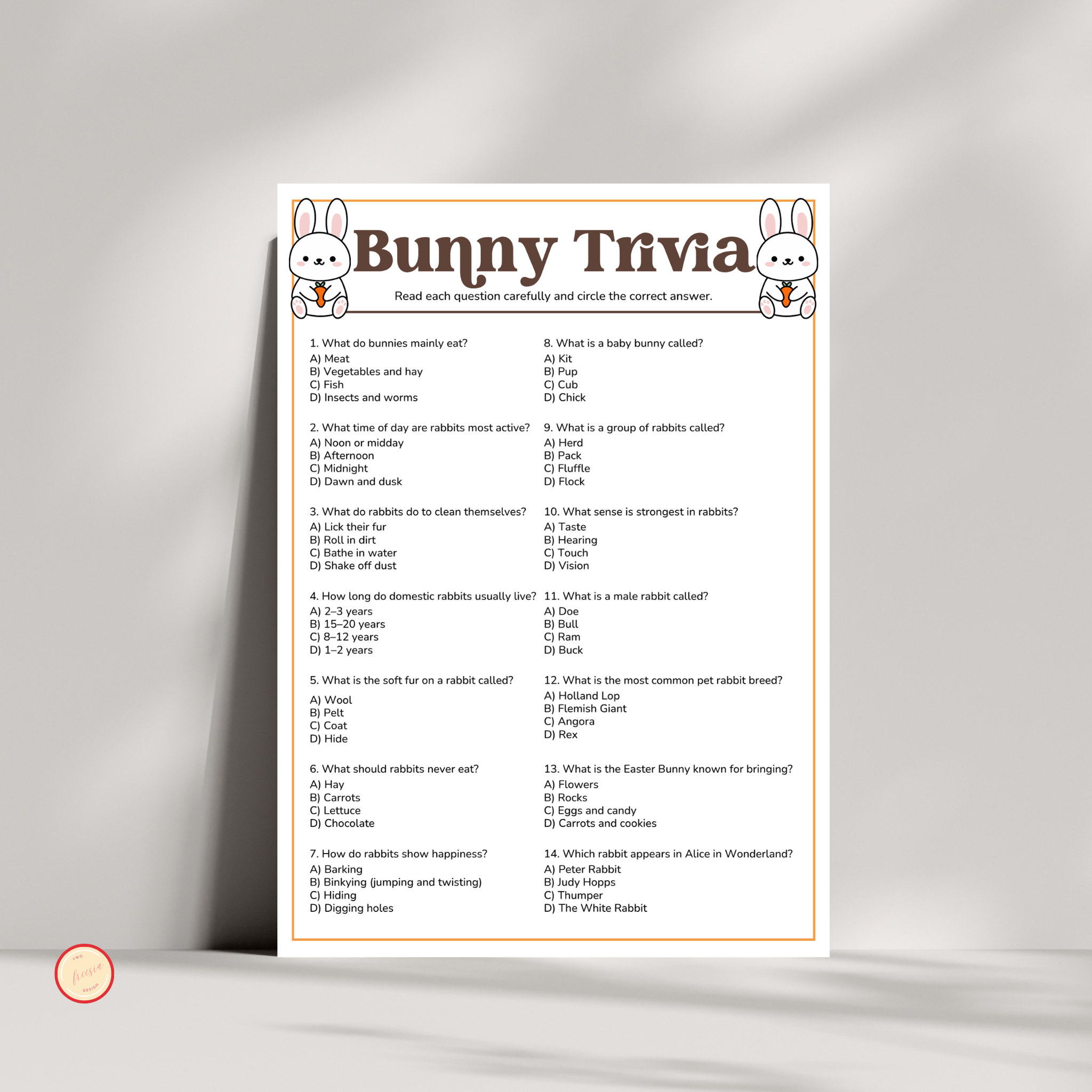 Bunny Trivia Game