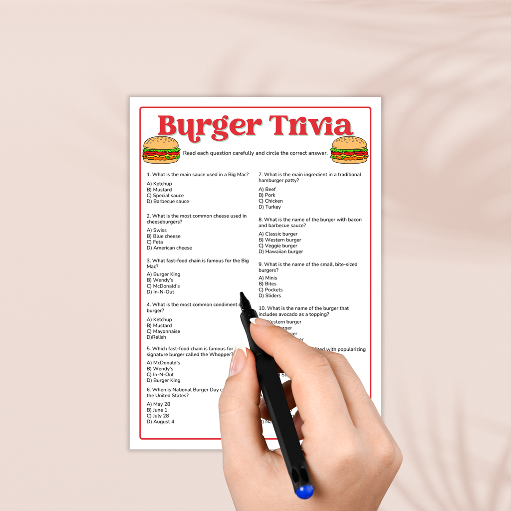 Burger Trivia Game