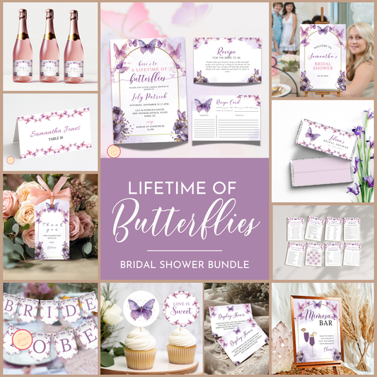 Lifetime of Butterflies Bridal Shower Template Bundle #1