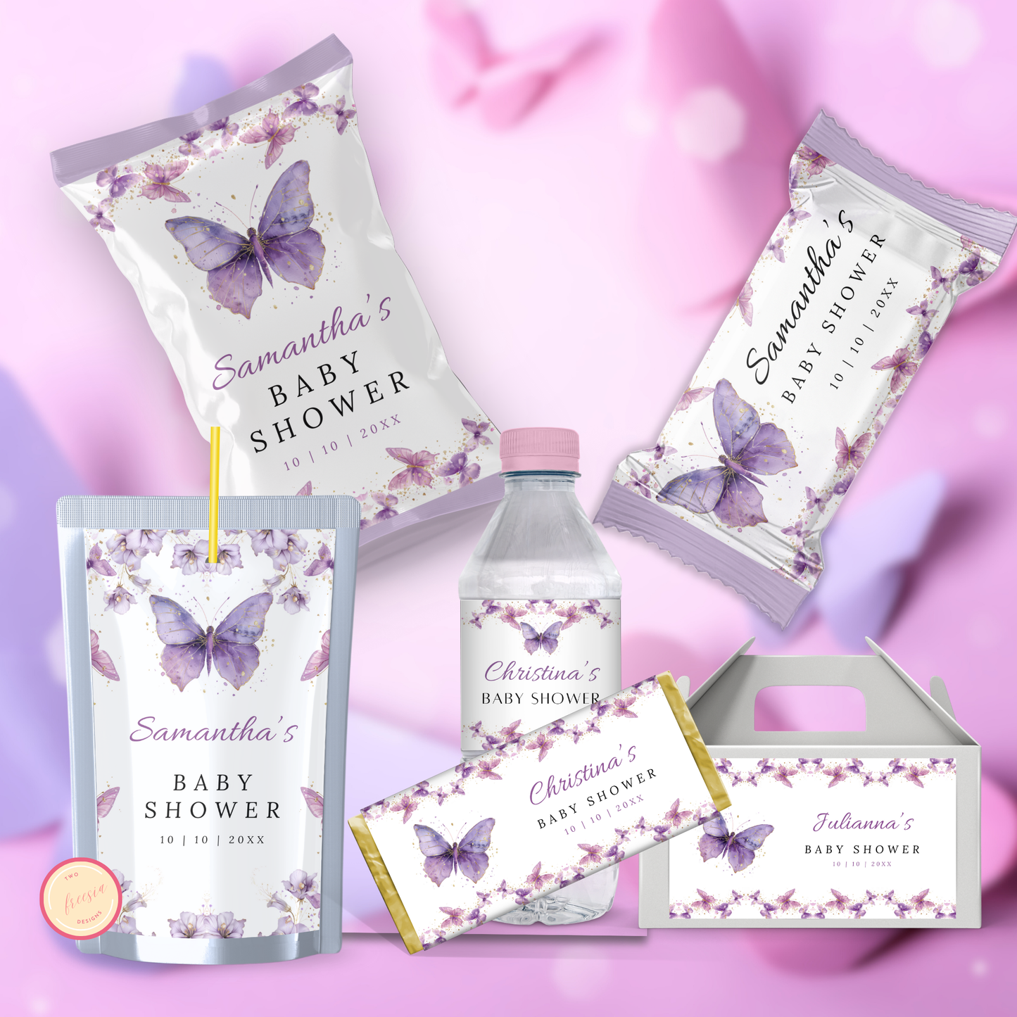 Purple Butterfly Shower Favor Bundle