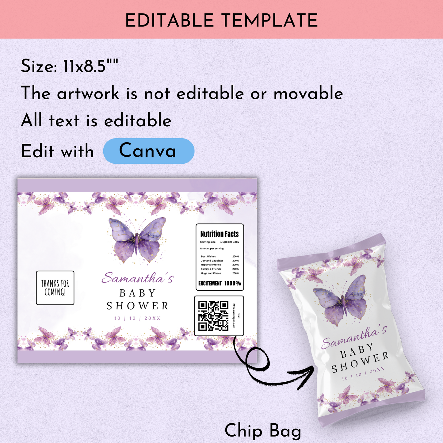 Purple Butterfly Shower Favor Bundle