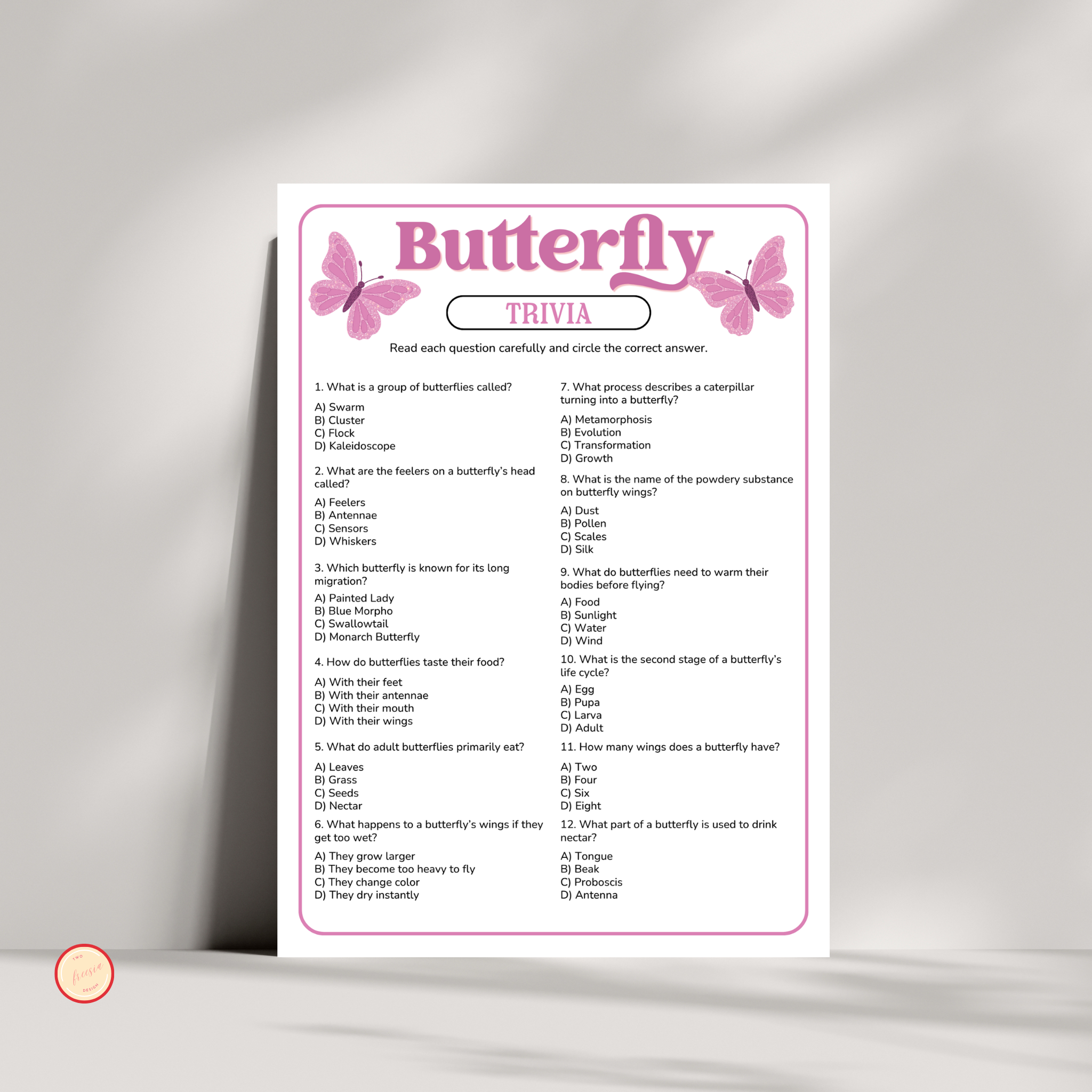 Butterfly Trivia Game
