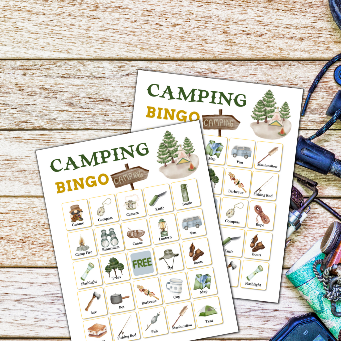 Camping Bingo Printable - 30 Cards