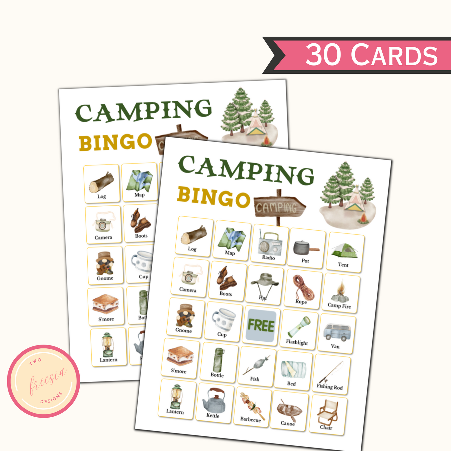 Camping Bingo Printable - 30 Cards