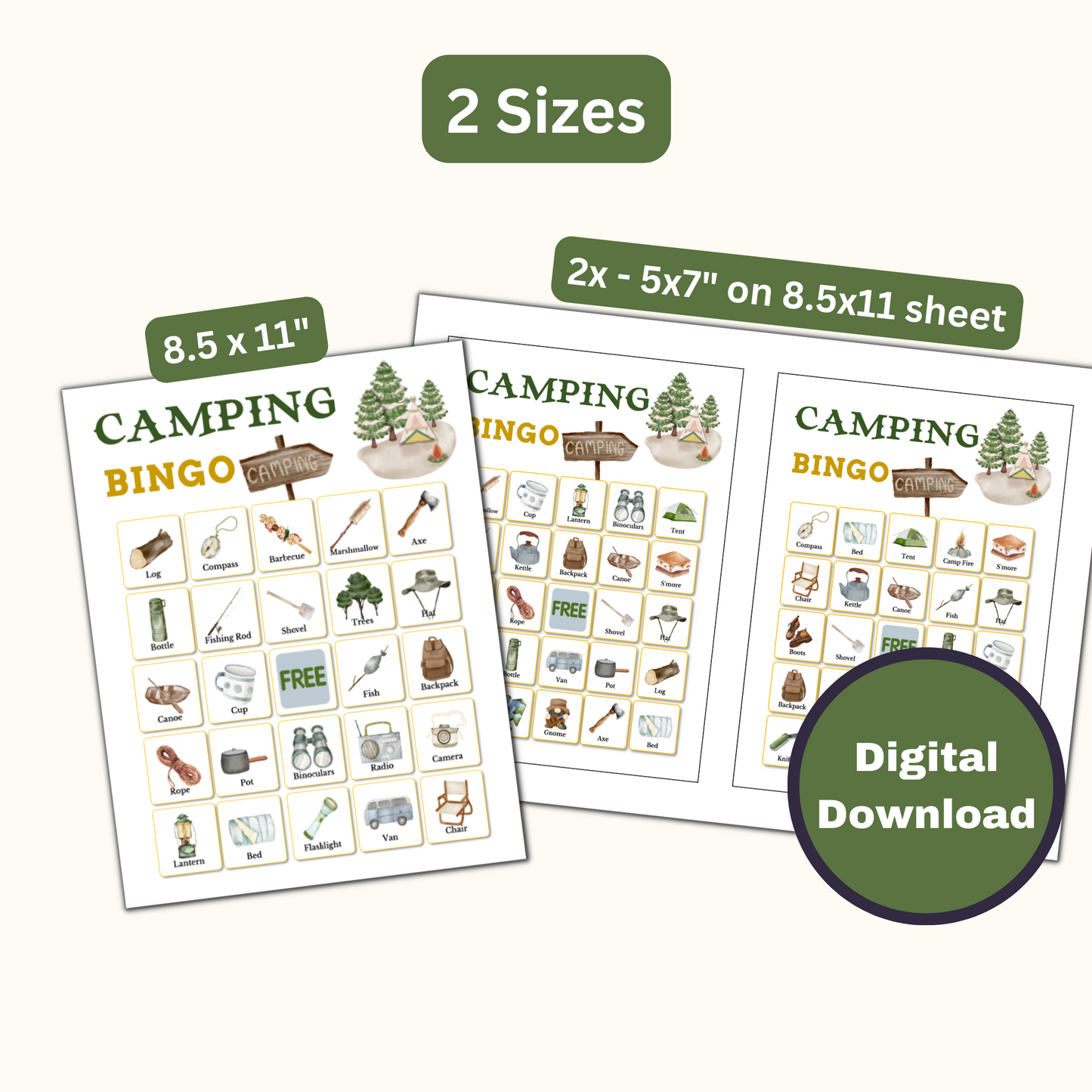 Camping Bingo Printable - 30 Cards