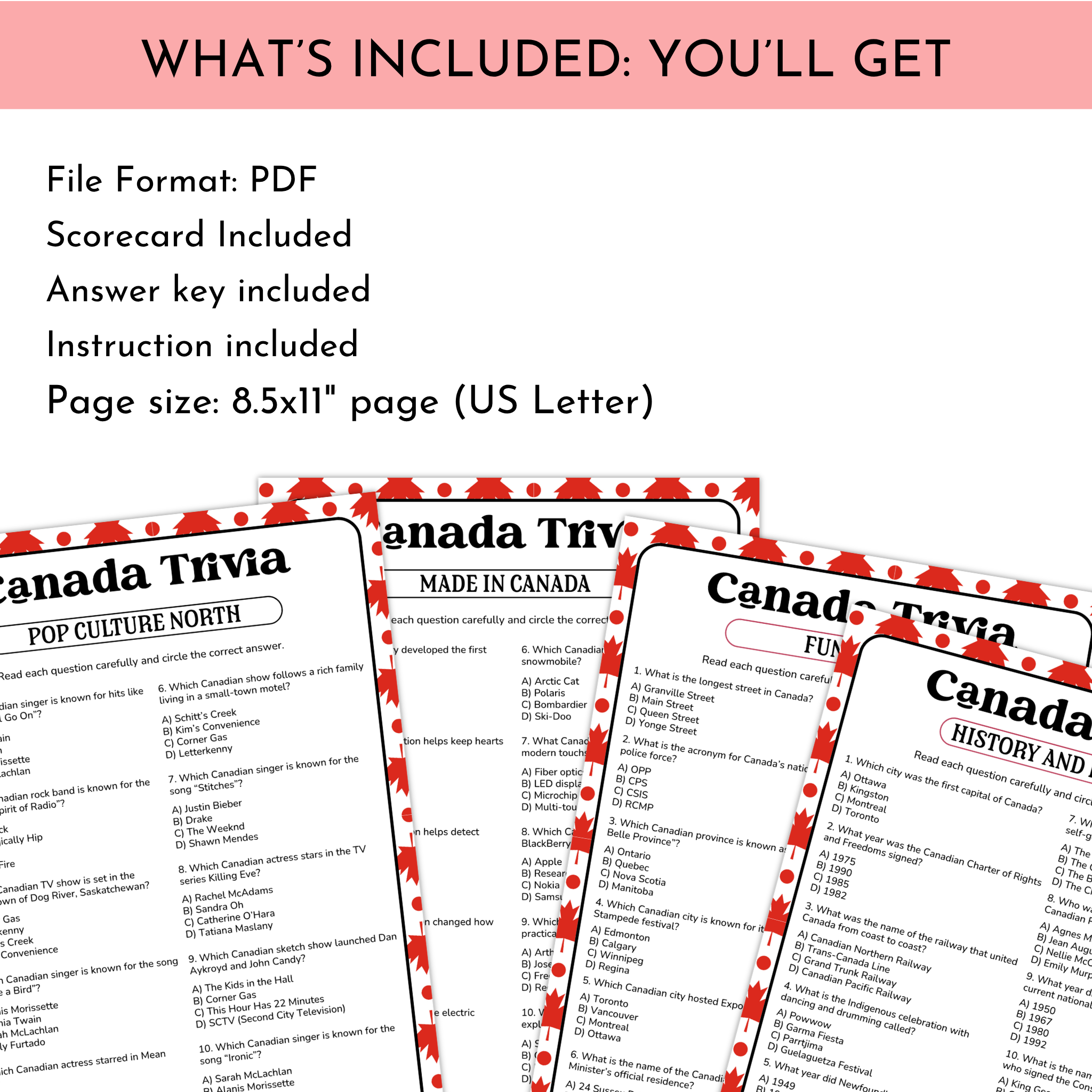 Canada Trivia Game Bundle