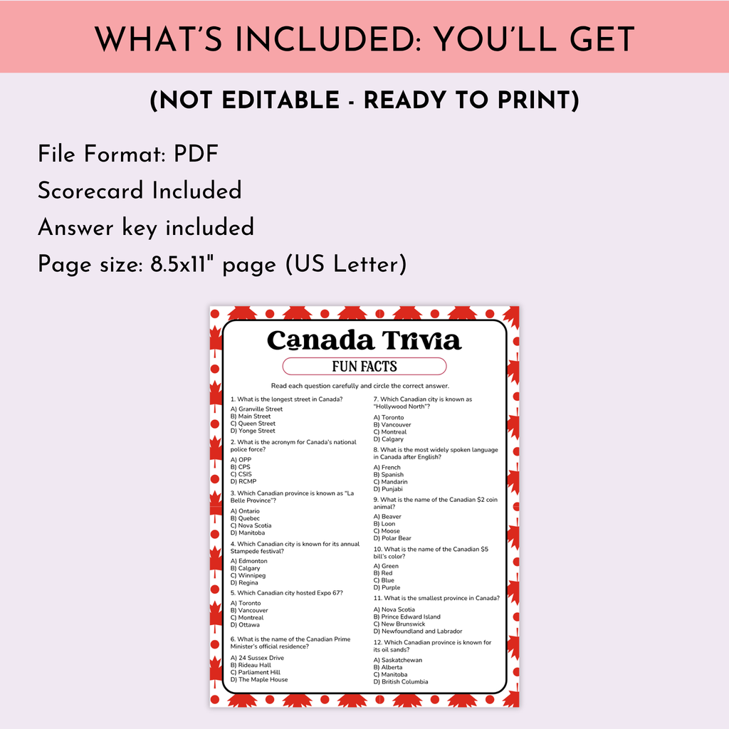 Canada Fun Facts Trivia