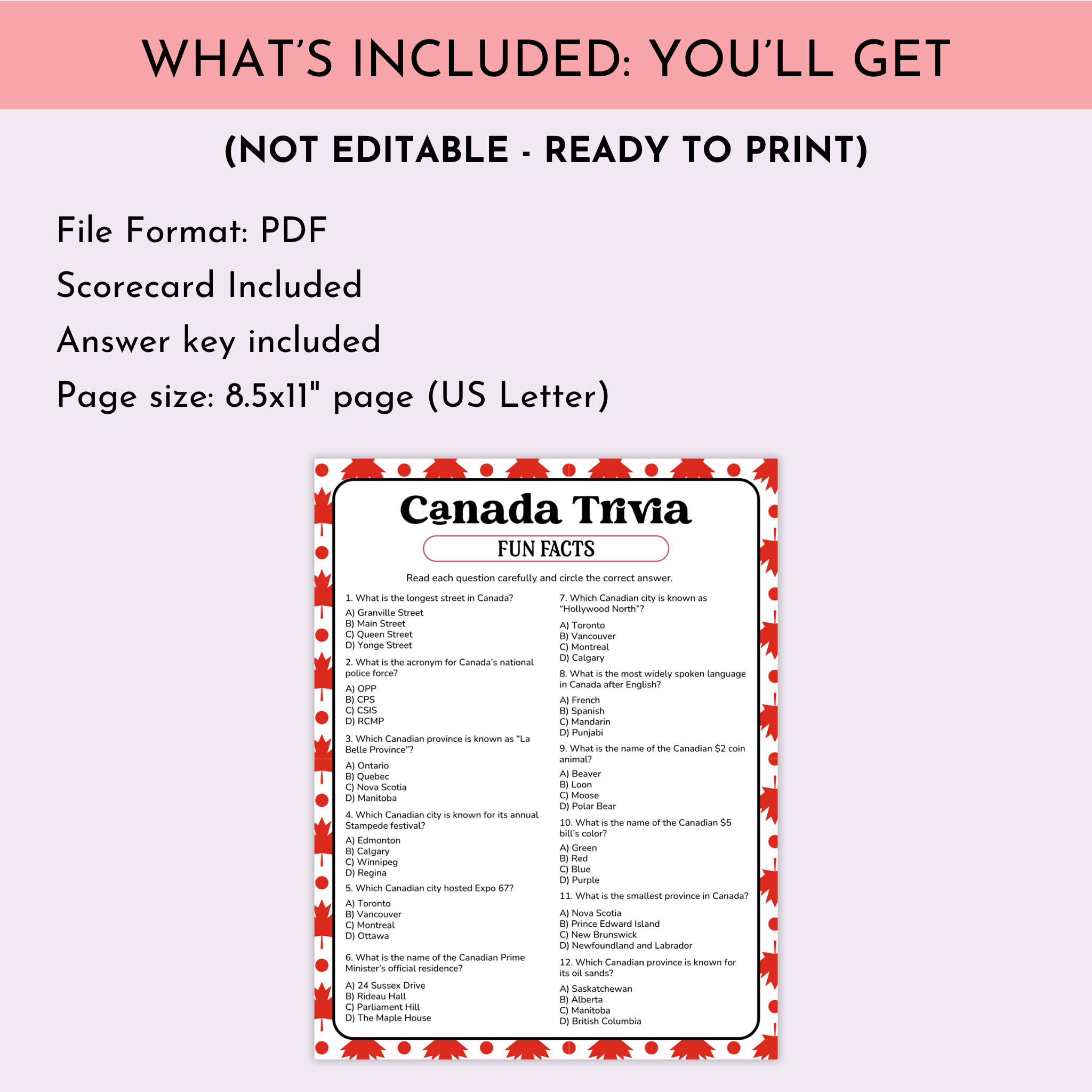 Canada Fun Facts Trivia