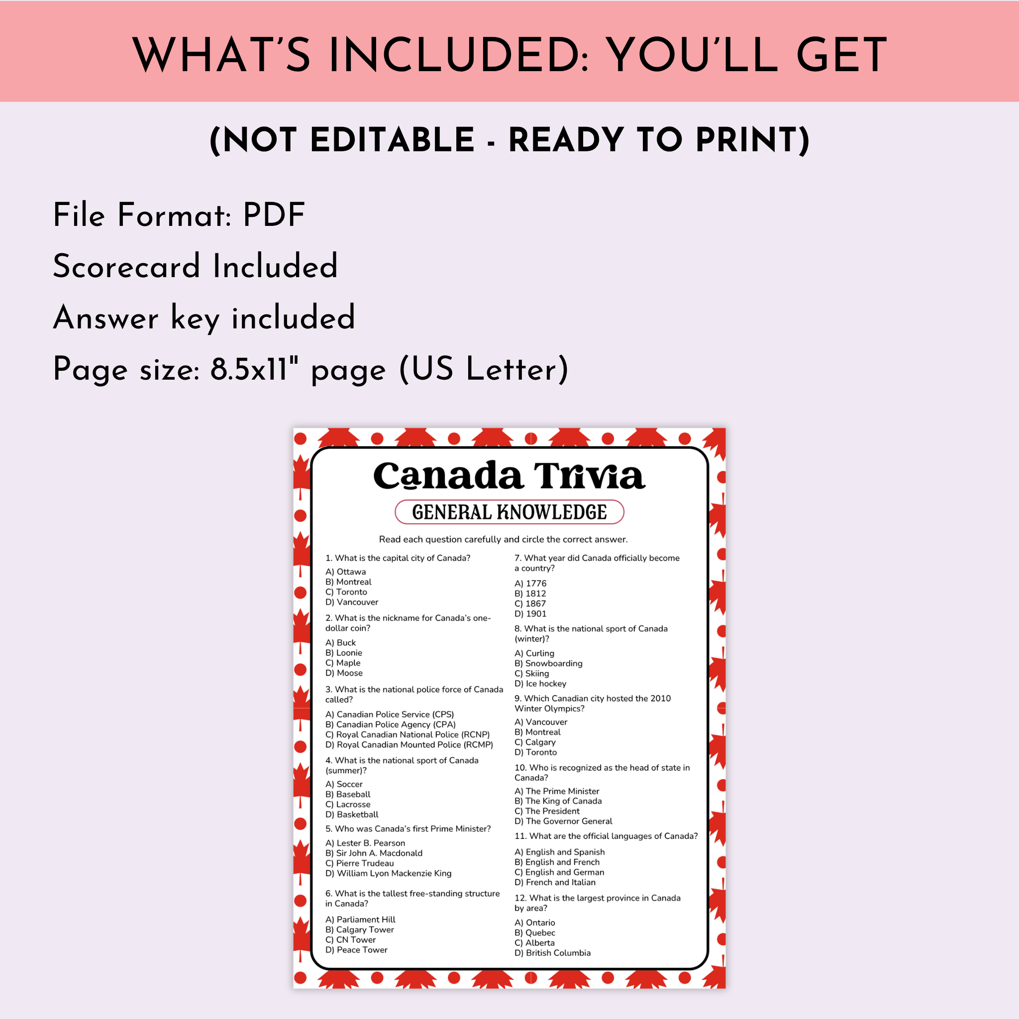 Canada General Knowledge Trivia