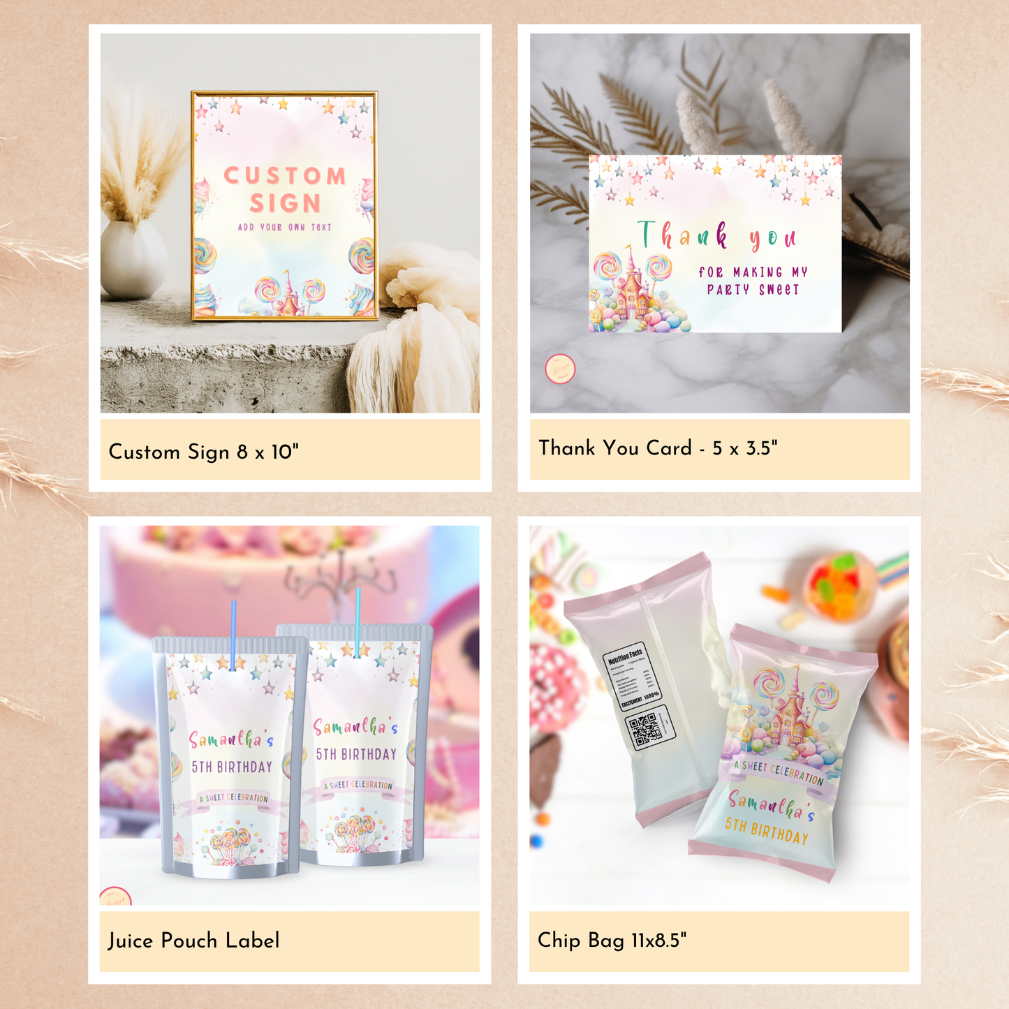 Sweets Birthday Party Template Bundle