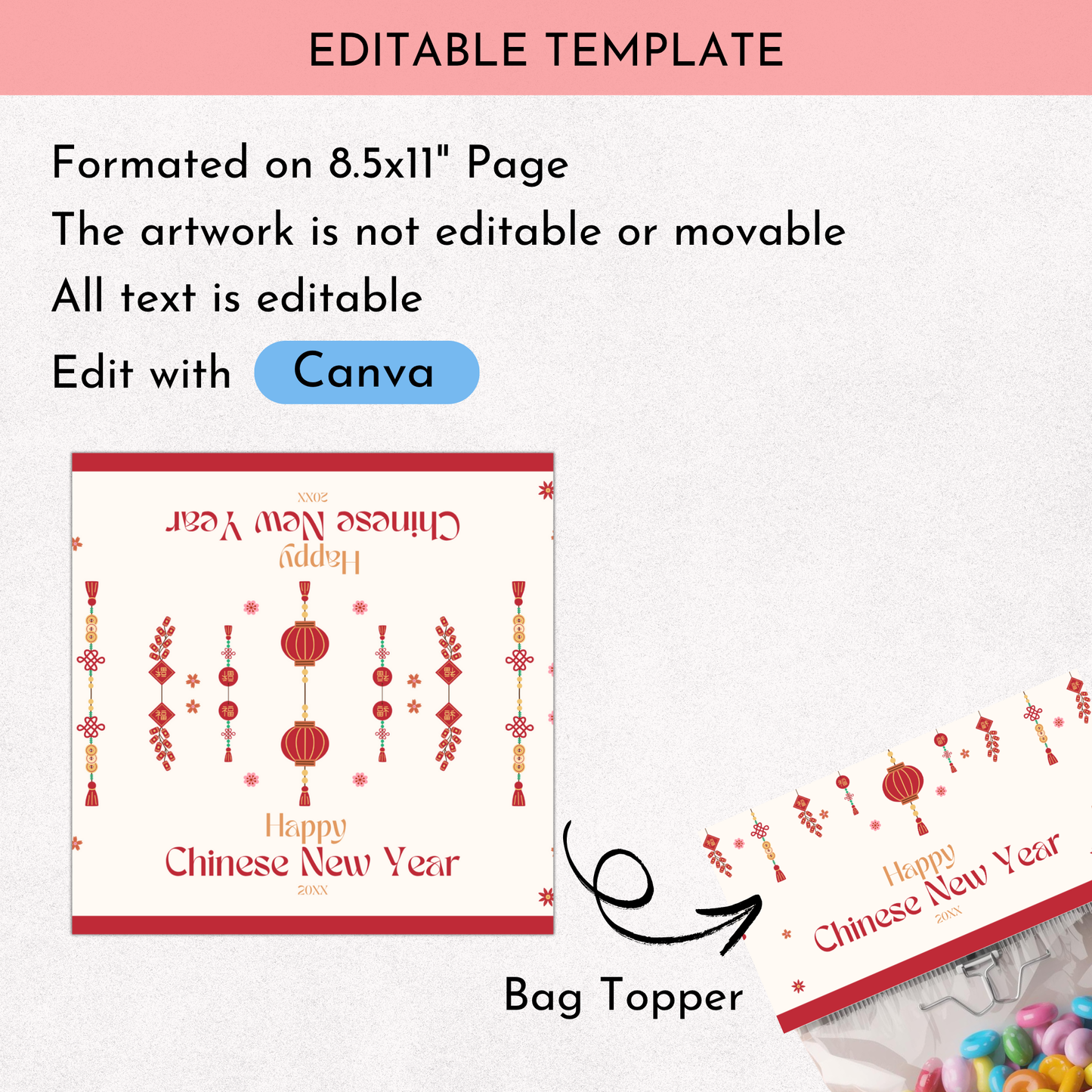 Chinese New Year Treat Bag Topper