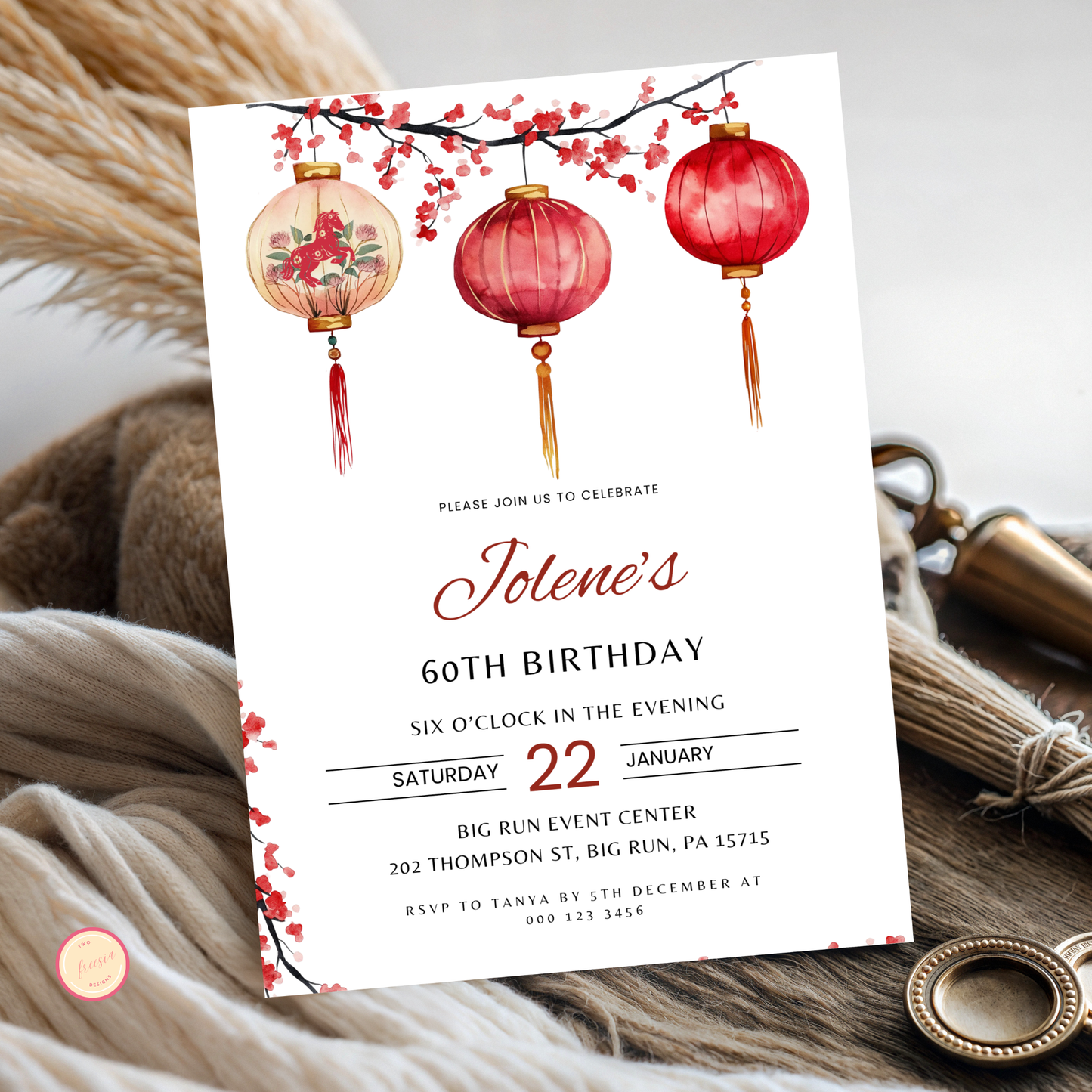 Chinese New Year Birthday Invitation