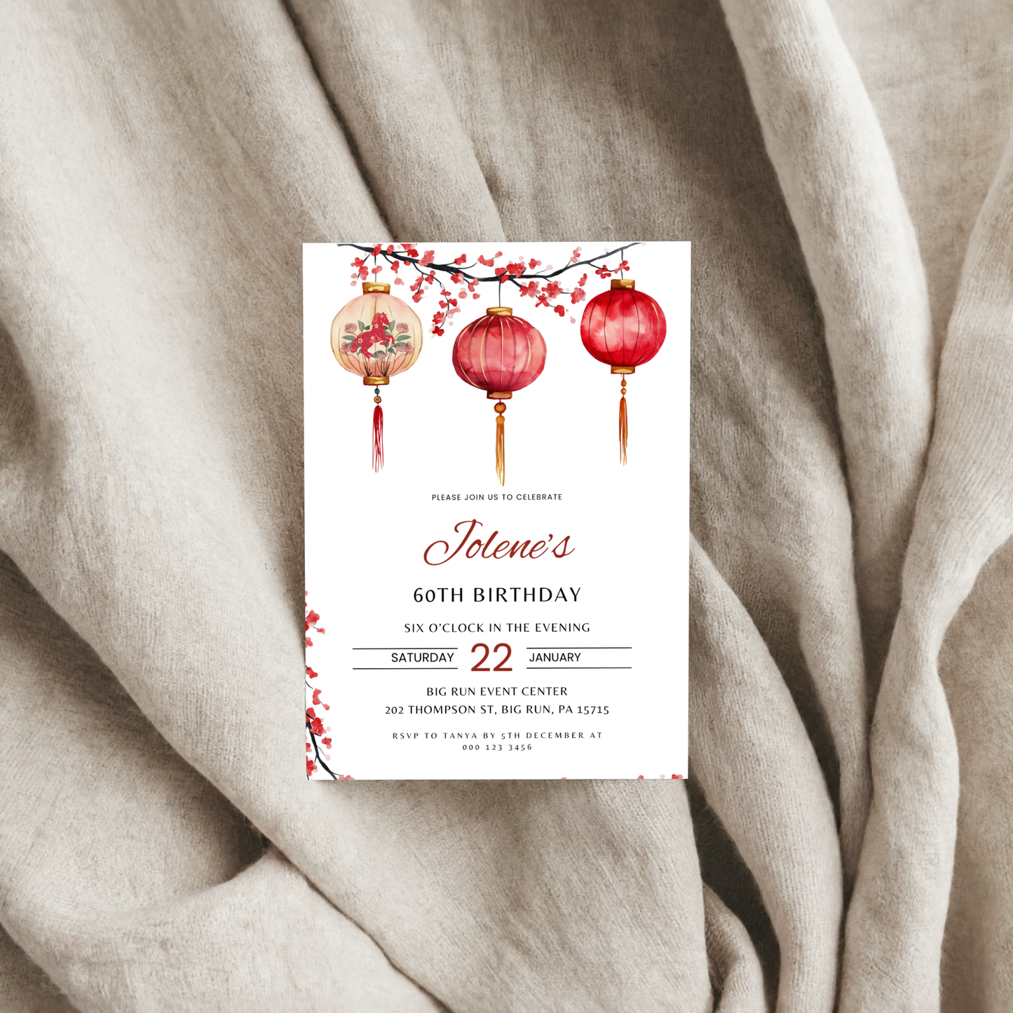 Chinese New Year Birthday Invitation