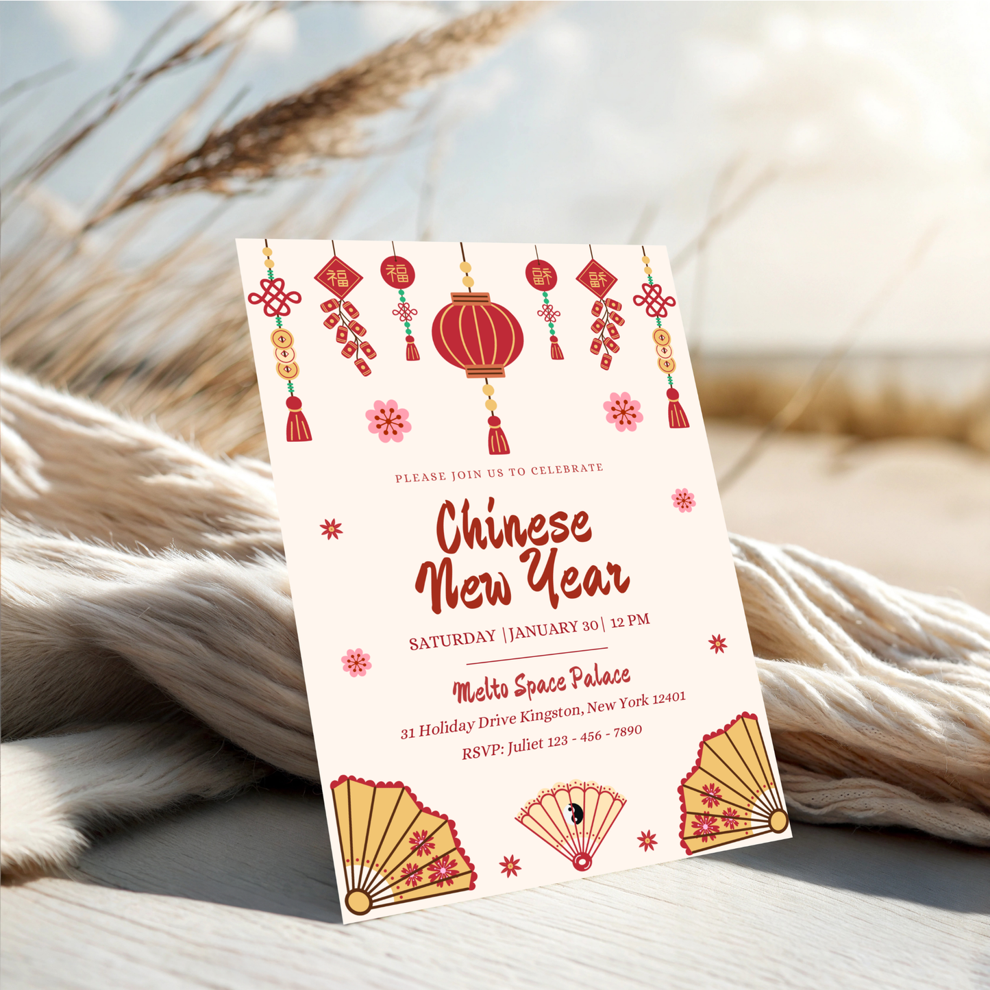 Editable Lunar New Year Party Invitation