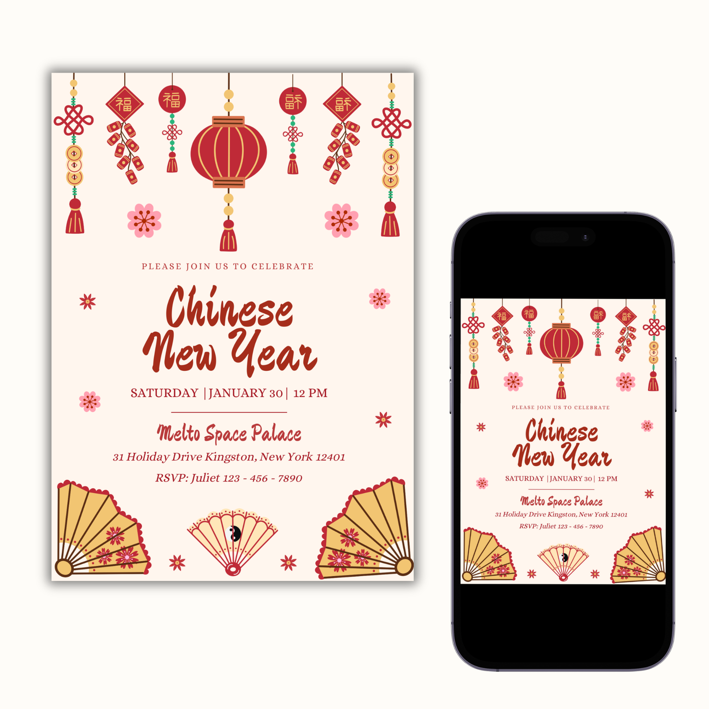 Editable Lunar New Year Party Invitation
