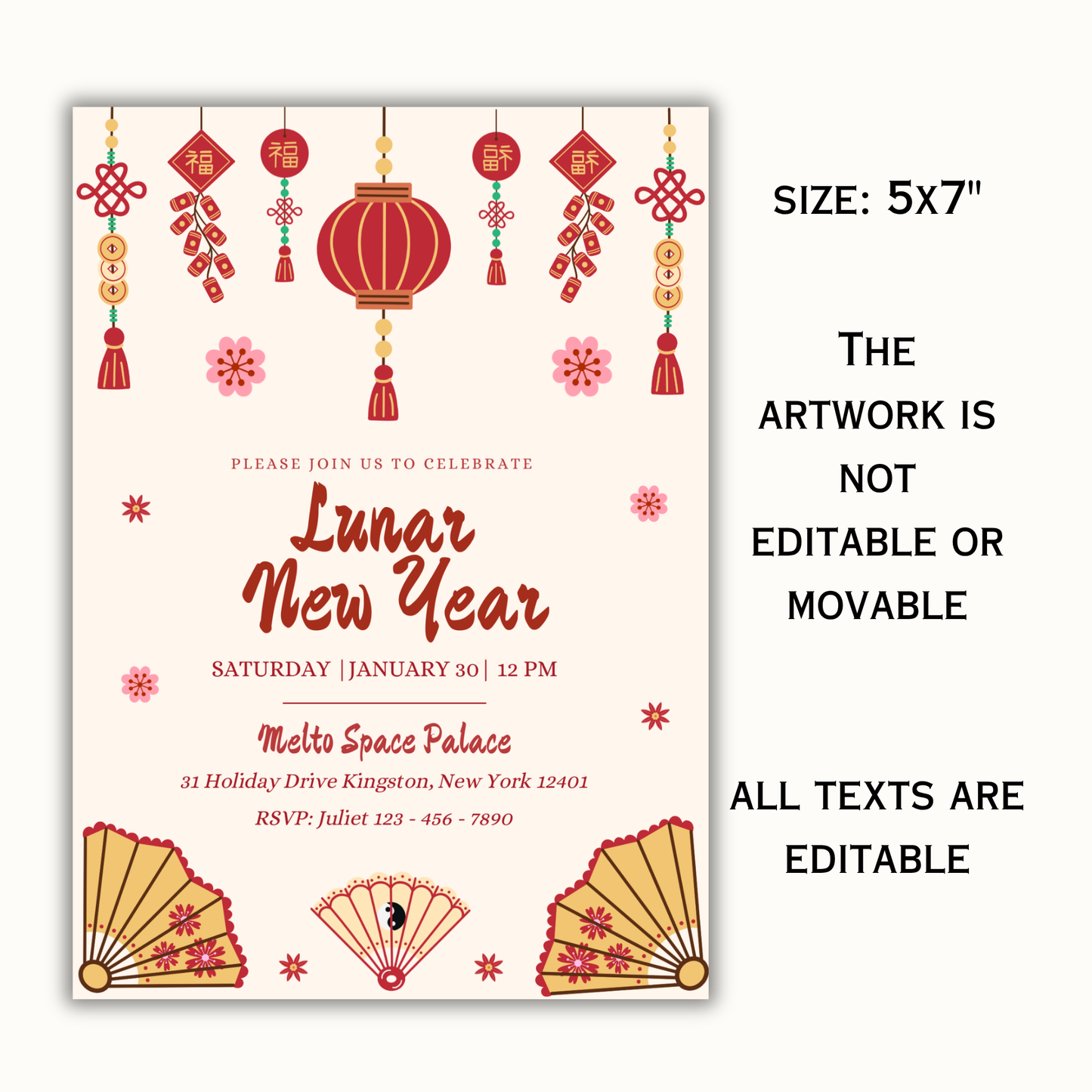 Editable Lunar New Year Party Invitation