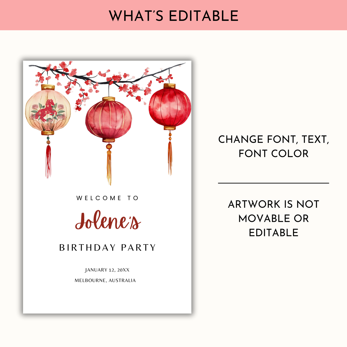 Chinese New Year Birthday Welcome Sign