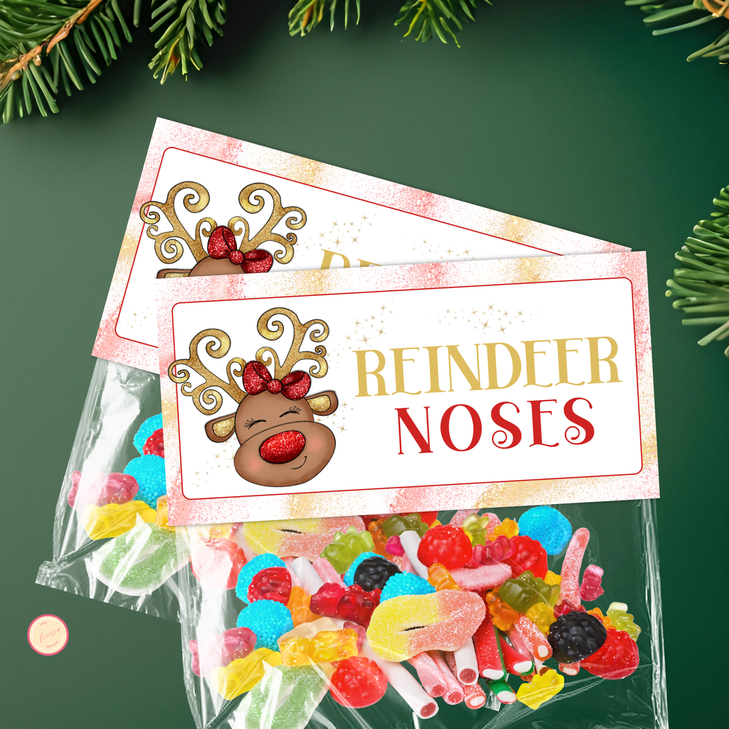Reindeer Noses Treat Bag Topper