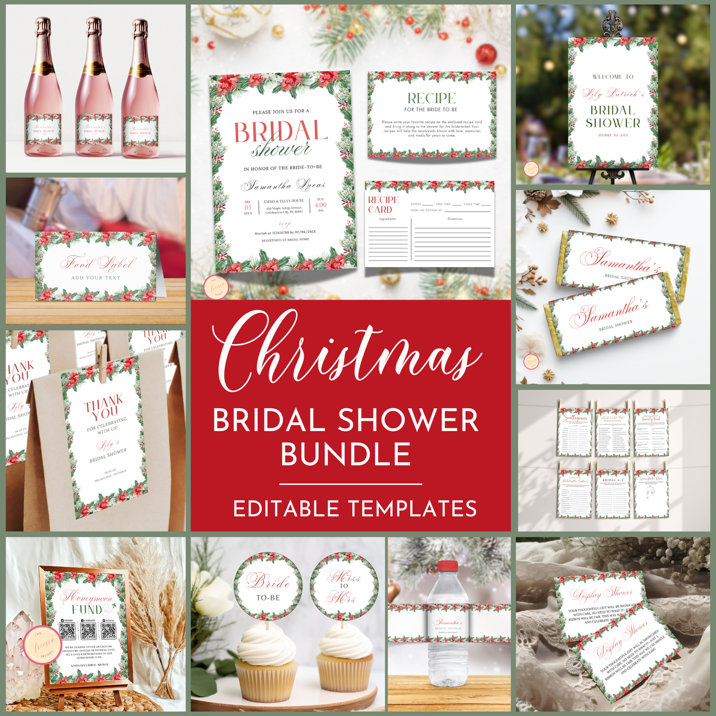 Christmas Bridal Shower Template Bundle #1
