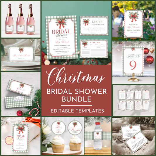 Christmas Bridal Shower Template Bundle - Gingham 1