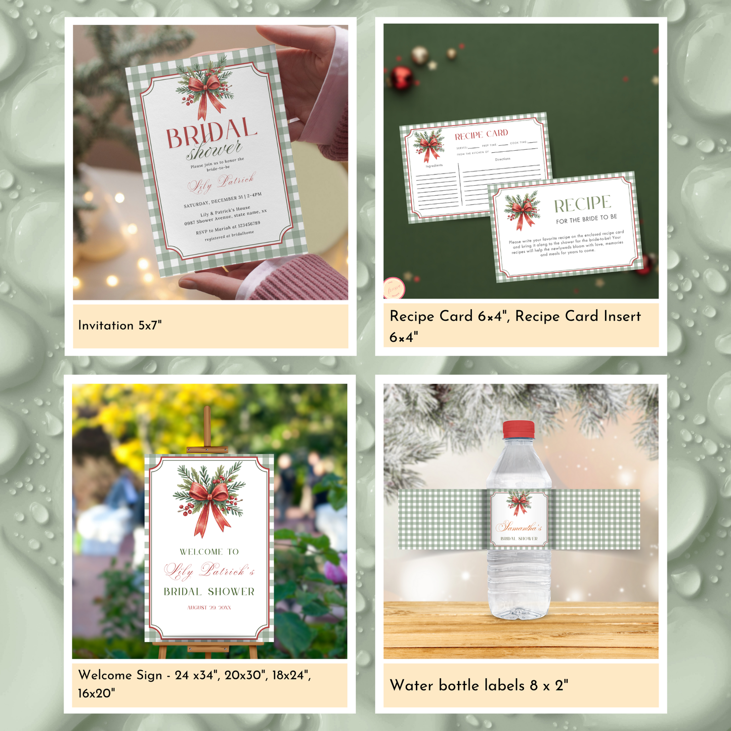 Christmas Bridal Shower Template Bundle - Gingham 1