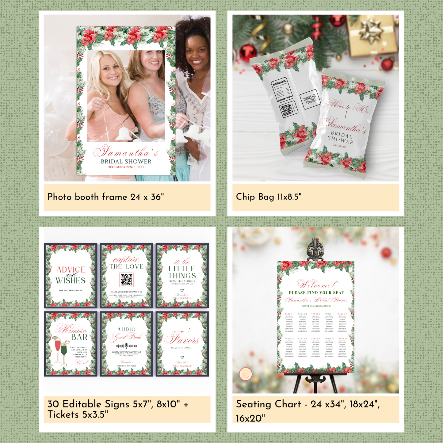 Christmas Bridal Shower Template Bundle #2