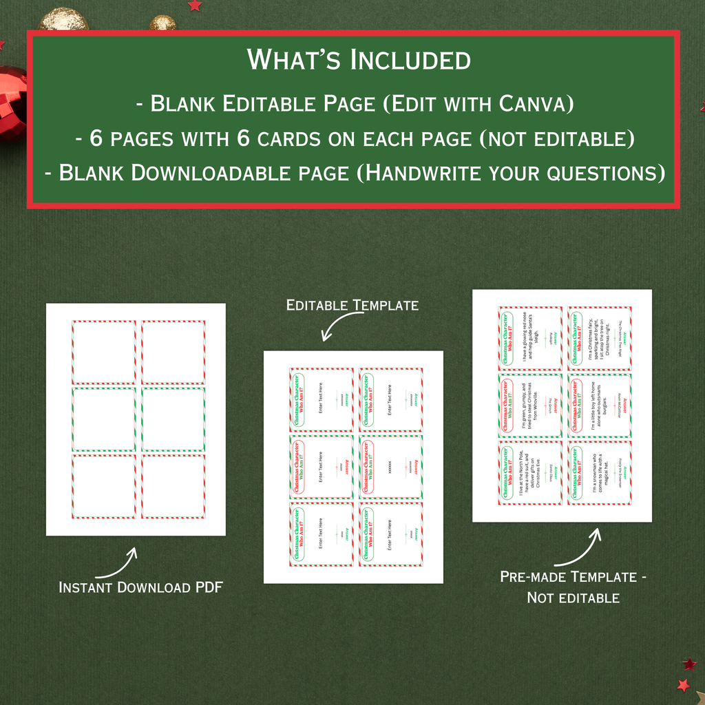 Christmas Character Who Am I Game