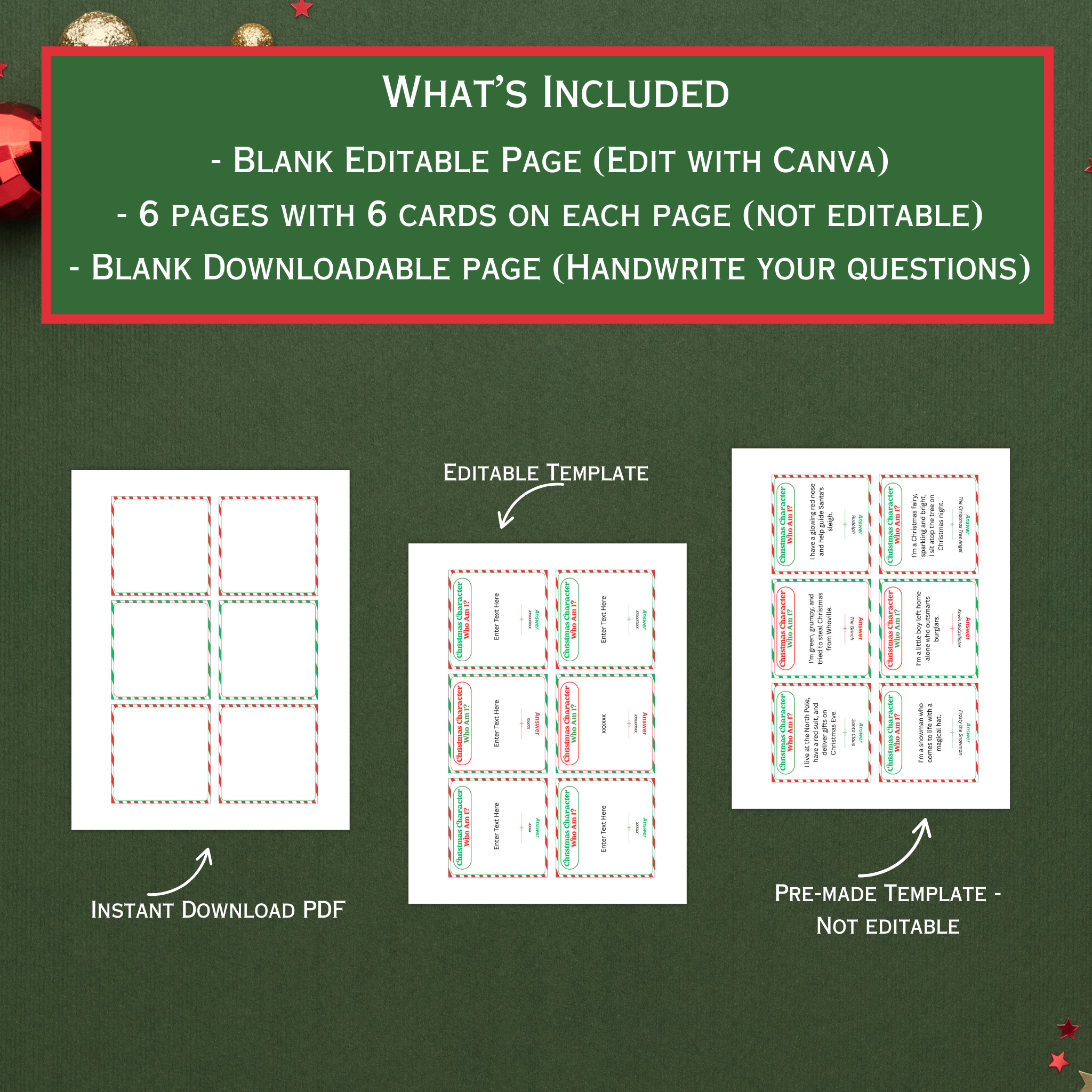 Christmas Character Who Am I Game