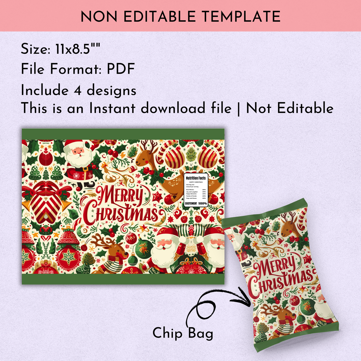 Christmas Chip Bag Label | Set of 4