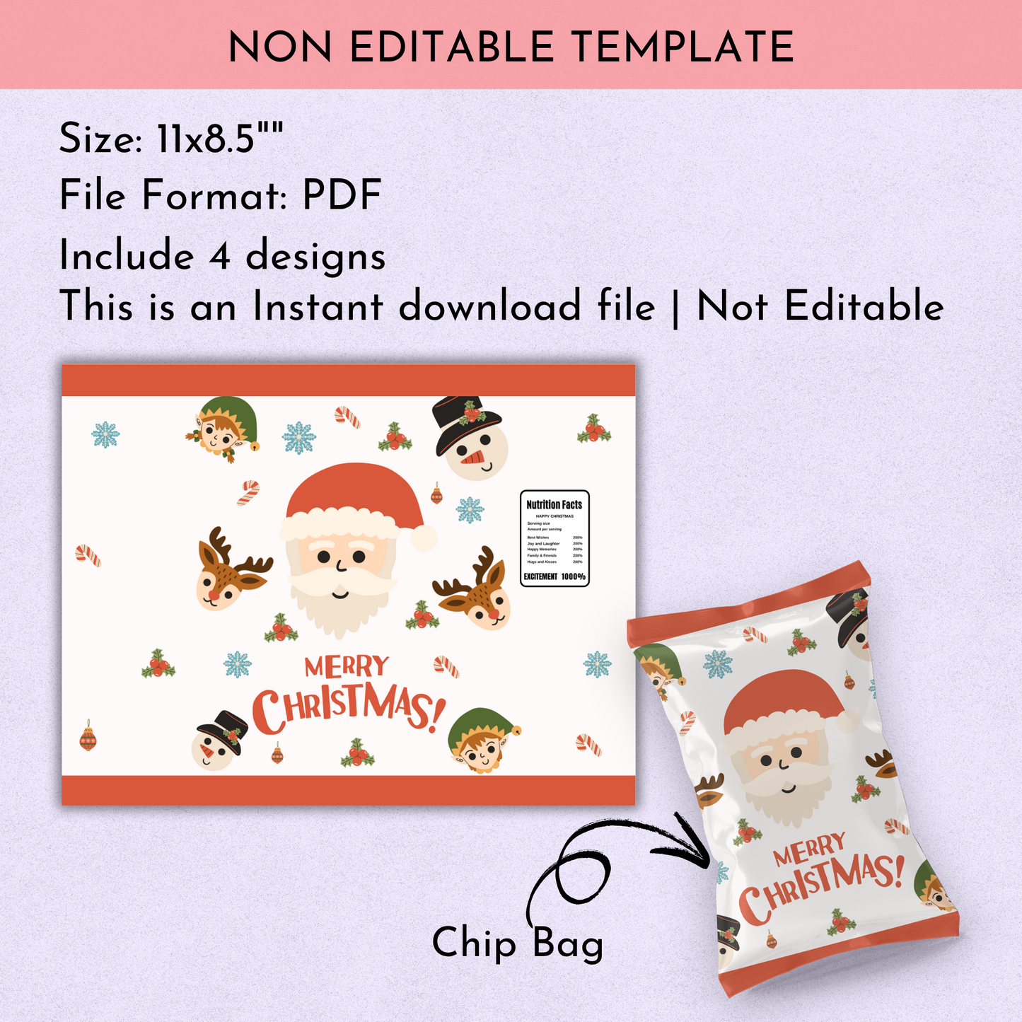 Christmas Chip Bag Printable