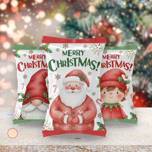 Merry Christmas Chip Bag Label | Set of 3