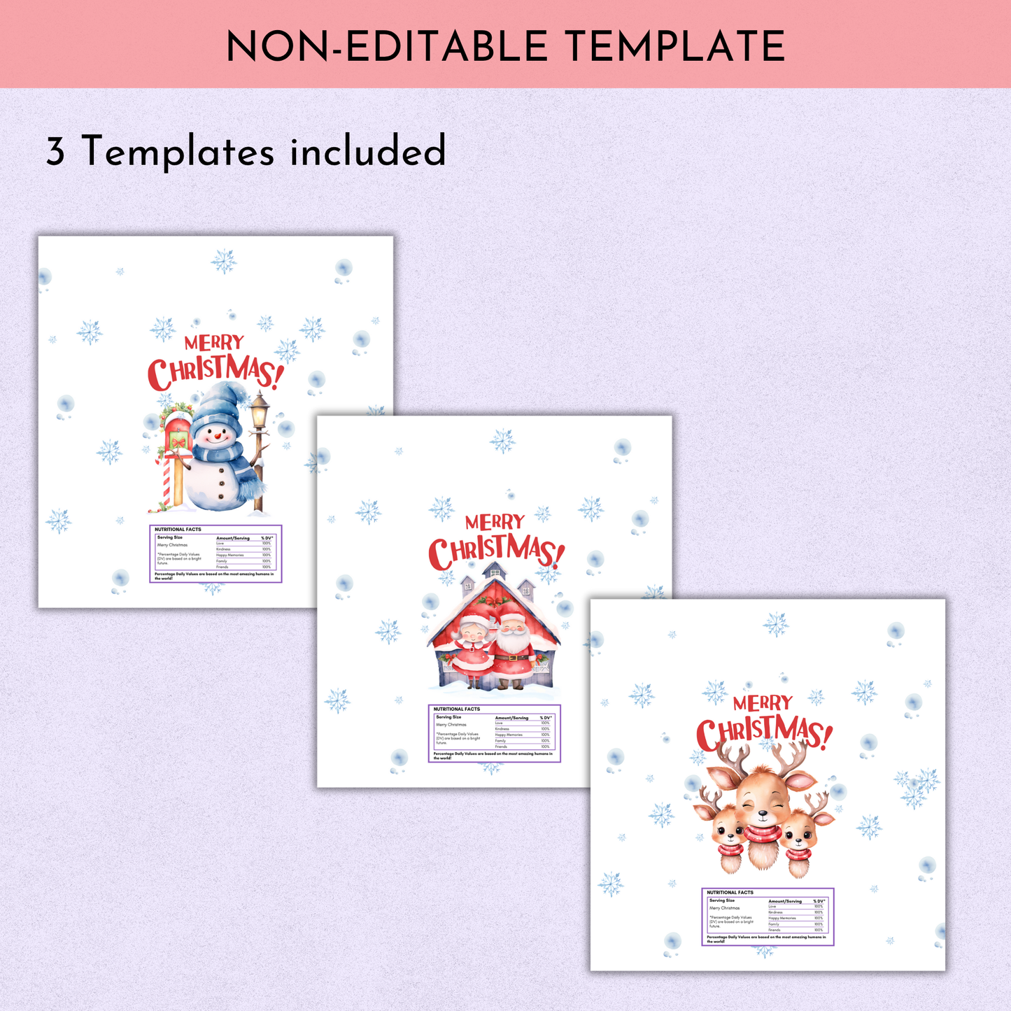 Christmas Chocolate Wrapper Printable | Set of 3