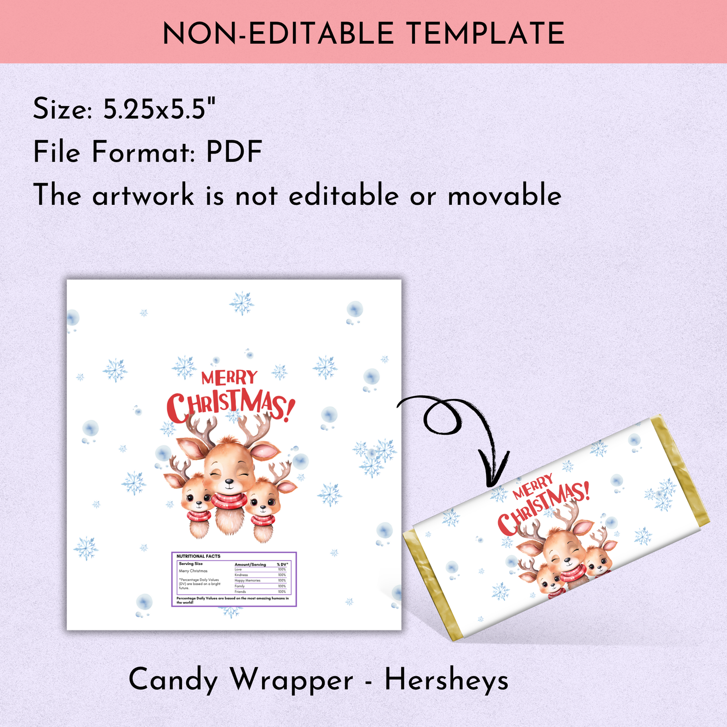 Christmas Chocolate Wrapper Printable | Set of 3