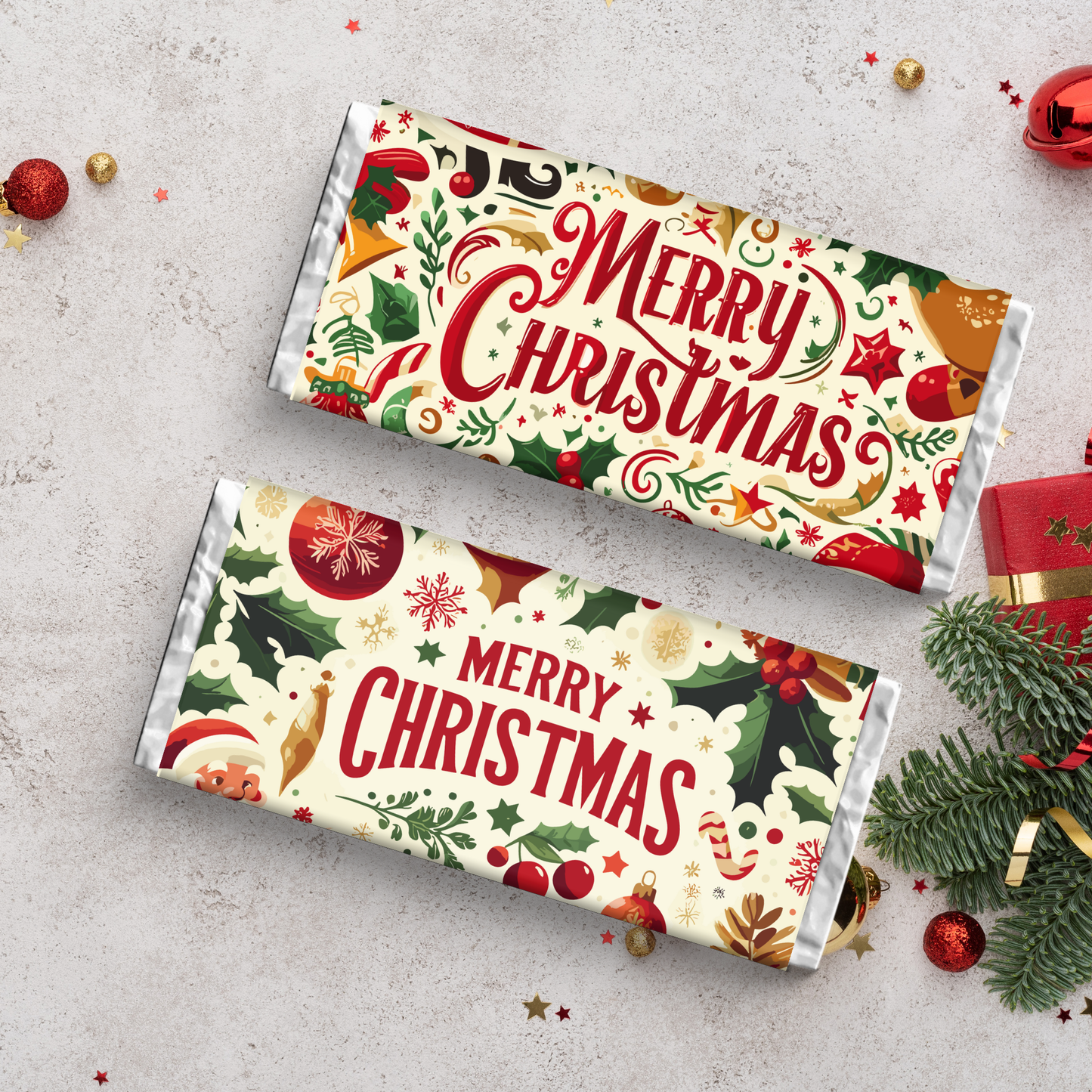 Christmas Chocolate Wrapper Printable | Set of 4
