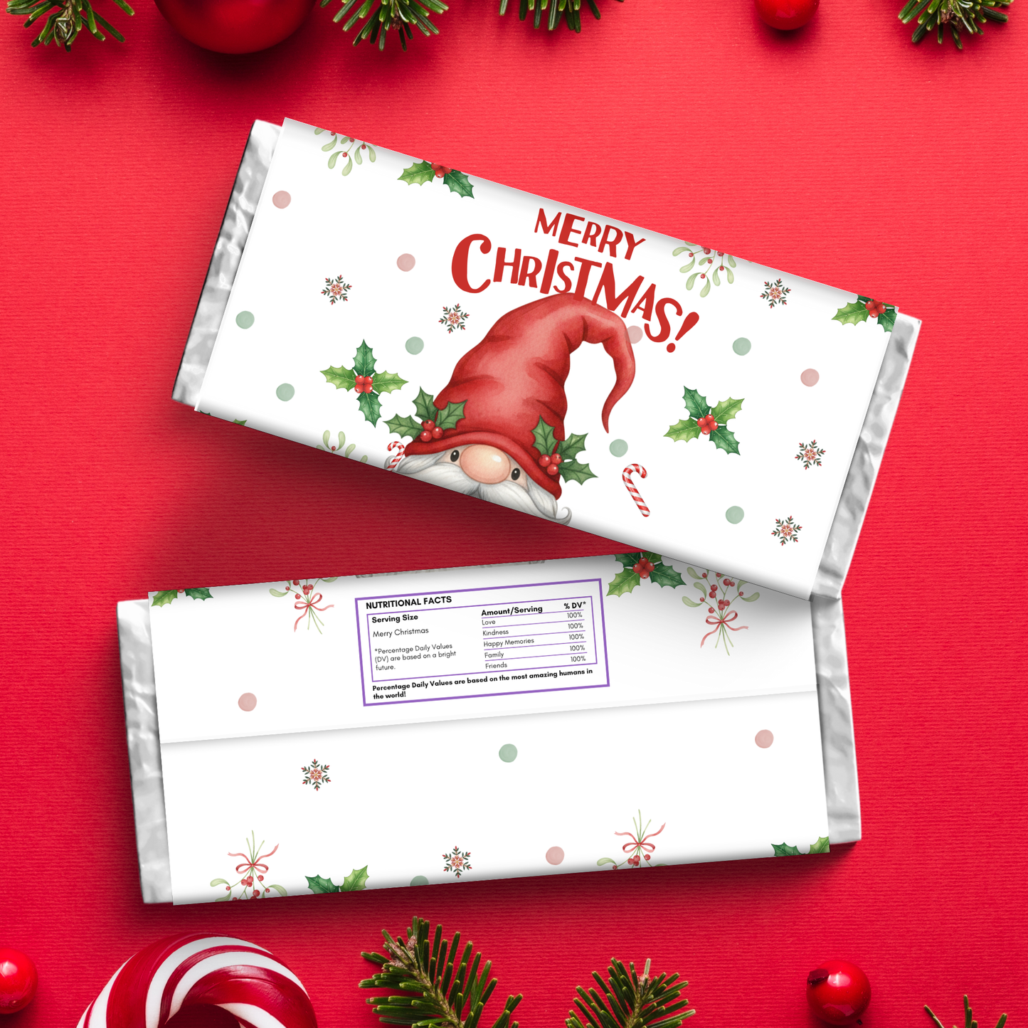 Merry Christmas Chocolate Wrapper Printable | Set of 3