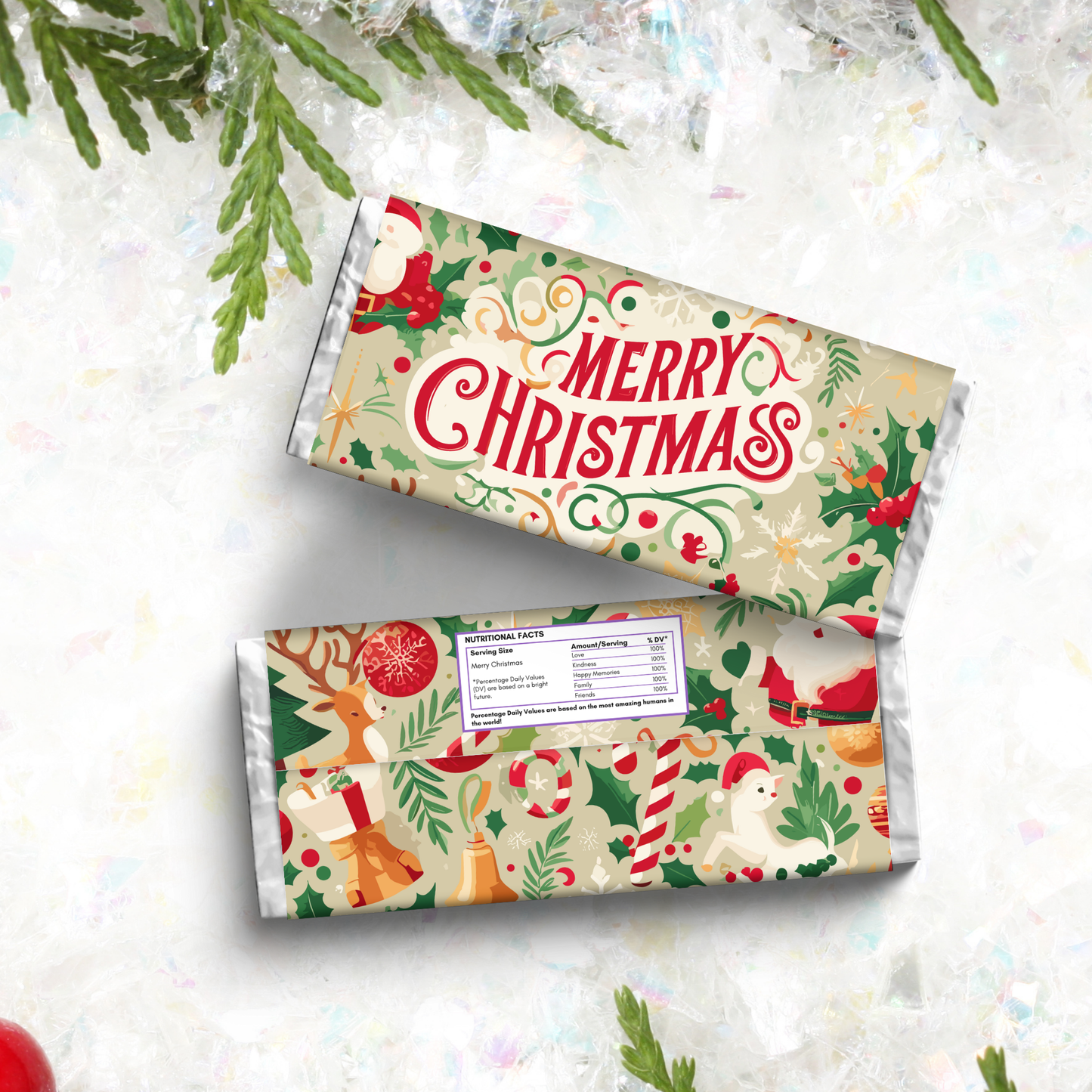 Christmas Chocolate Wrapper Printable | Set of 4