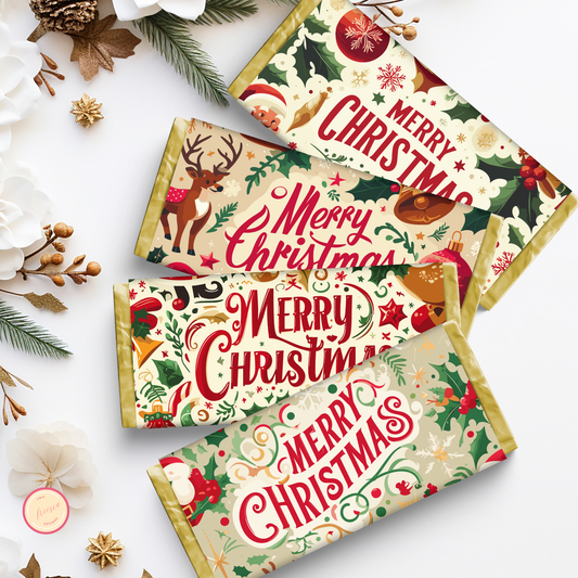 Christmas Chocolate Wrapper Printable | Set of 4